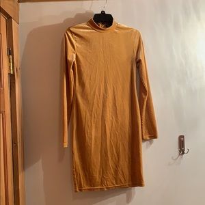 Gold velvet bodycon dress